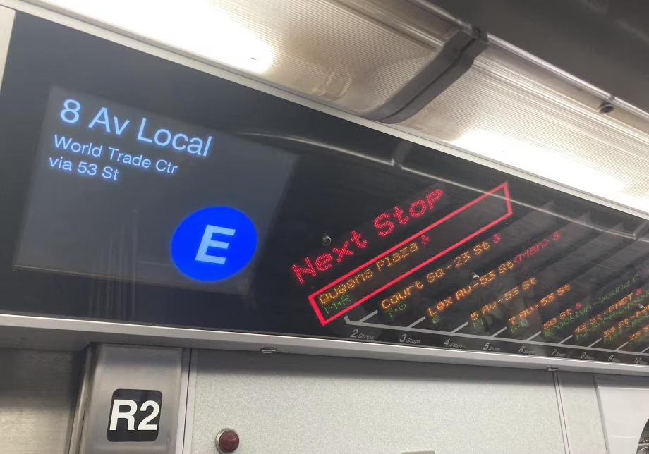 Digital map in a NYC subway train